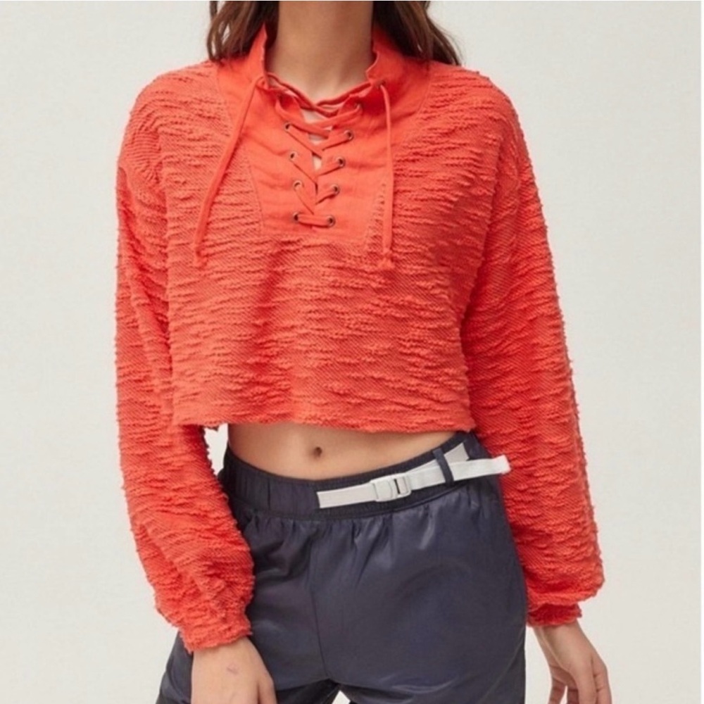 BNWOT - URBAN OUTFITTERS ORANGE LACE UP CROP TOP